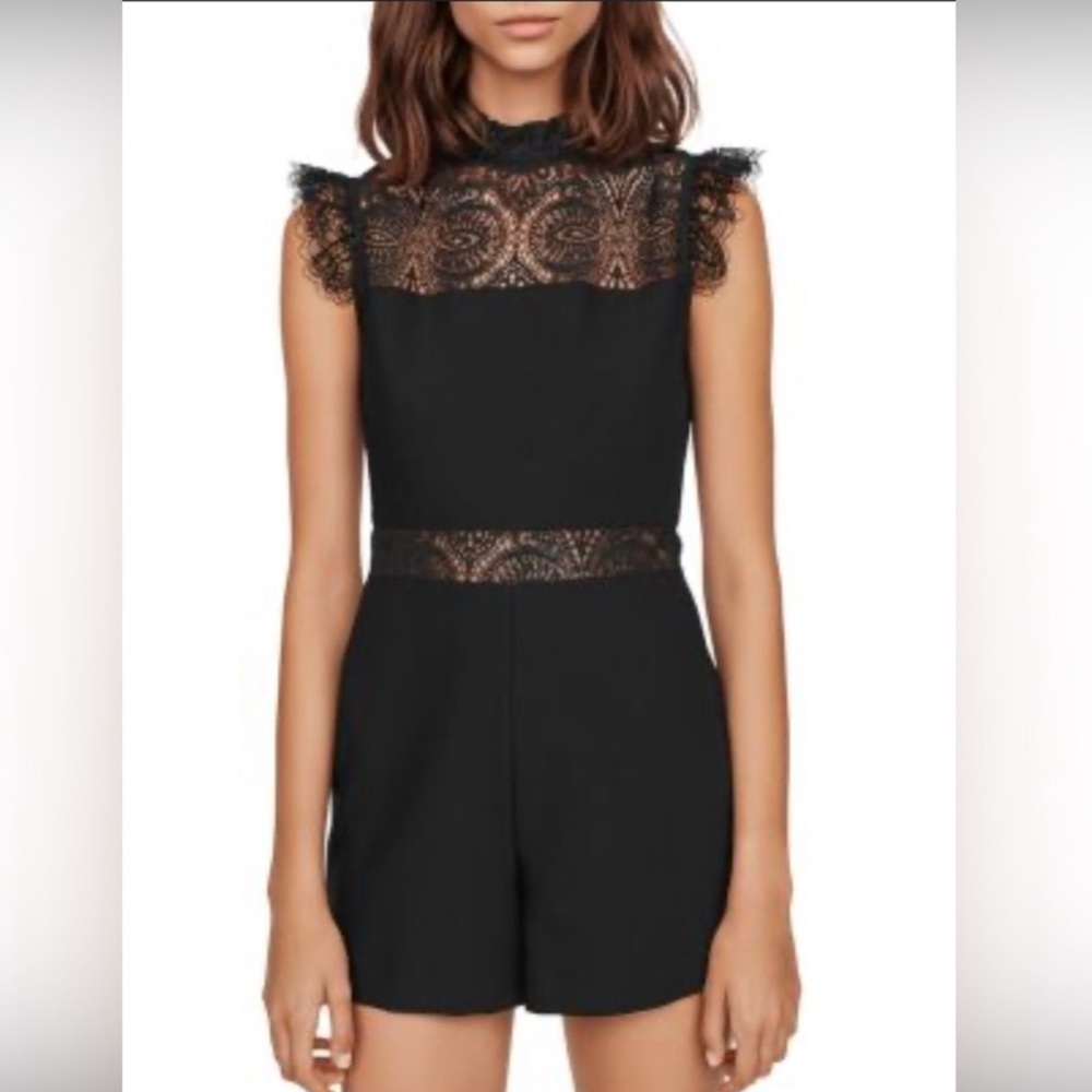NWOT Maje Izona Black Crocheted Lace Romper Extra Small XS
